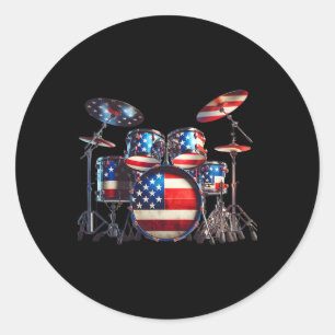 American Flag Drum Drumset 4. Juli Usa Patriot Runder Aufkleber