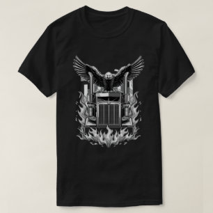 American Flag Eagle and Truck Vector Art T-Shirt