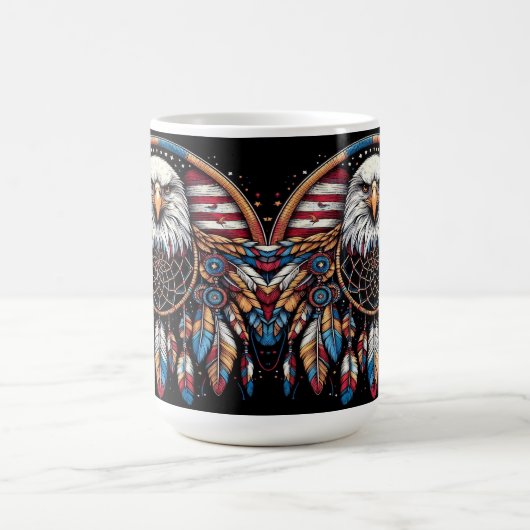 American Flag Eagle Art mit Dreamcatcher Kaffeetasse (Mittel)