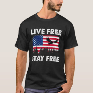 American Flag Eagle Flying Live Free Bleibe Free I T-Shirt