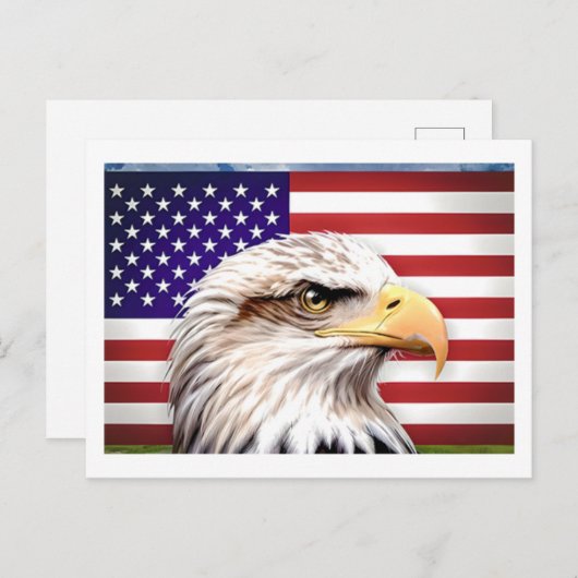 American Flag Eagle Patriotic USA Postcard Postkarte (Vorne/Hinten)