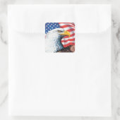 American Flag Eagle Quadratischer Aufkleber (Tasche)