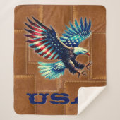 American Flag Eagle Rustic Sherpa Blanket Sherpadecke (Vorderseite)