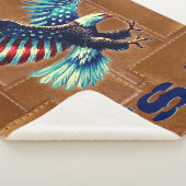 American Flag Eagle Rustic Sherpa Blanket Sherpadecke (3/4)