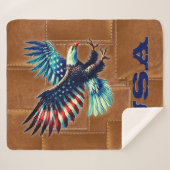 American Flag Eagle Rustic Sherpa Blanket Sherpadecke (Vorderseite (Horizontal))