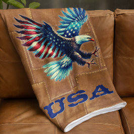 American Flag Eagle Rustic Sherpa Blanket Sherpadecke