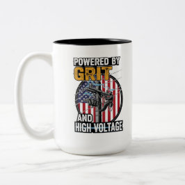 American Flag Electrician Gift Zweifarbige Tasse