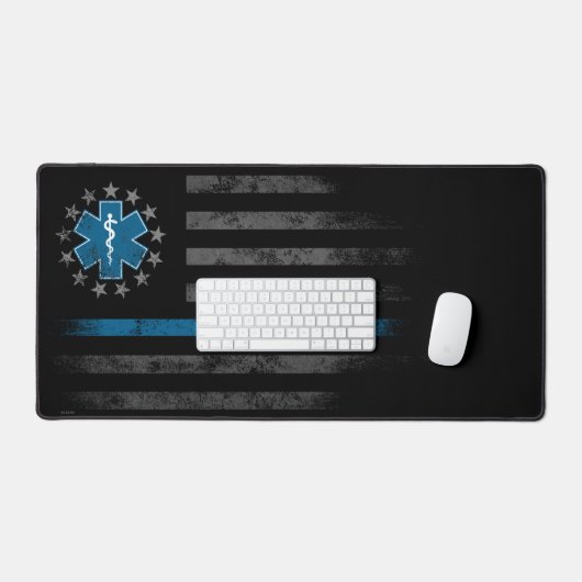 American Flag EMT Paramedic Blue Line Desk Mat Schreibtischunterlage (Tastatur & Maus)