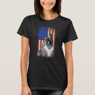 American Flag English Bulldog Dog Vater Mama Puppy T-Shirt