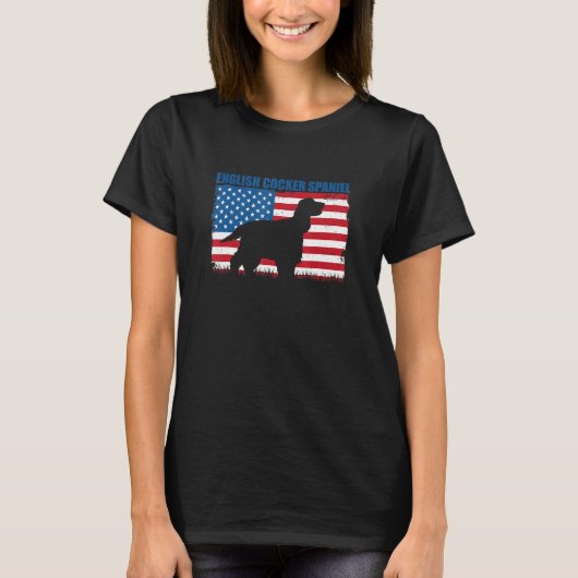 American Flag English Cocker Spaniel T-Shirt (Vorderseite)