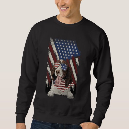 American Flag English Springer Spaniel Dog 4. Sweatshirt (Vorderseite)