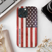 American Flag Engraved on Bamboo Wood Case-Mate iPhone Hülle