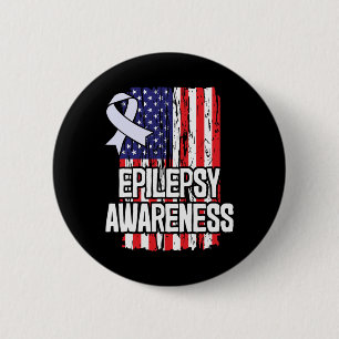 American Flag Epilepsy Awareness Ribbon Button