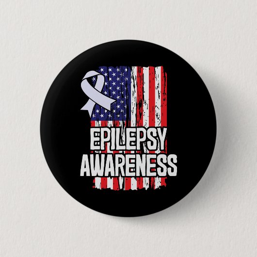 American Flag Epilepsy Awareness Ribbon Button (Vorderseite)