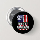 American Flag Epilepsy Awareness Ribbon Button (Vorne & Hinten)