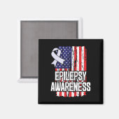 American Flag Epilepsy Awareness Ribbon Magnet (Vorderseite/Rückseite)