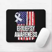 American Flag Epilepsy Awareness Ribbon Mousepad (Mit Mouse)