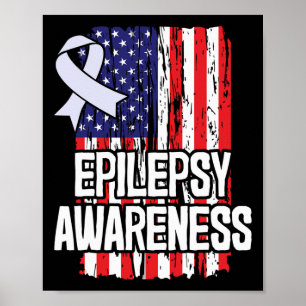 American Flag Epilepsy Awareness Ribbon Poster