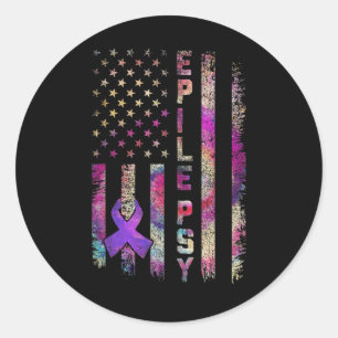 American Flag Epilepsy Awareness Support Gefärbte Runder Aufkleber