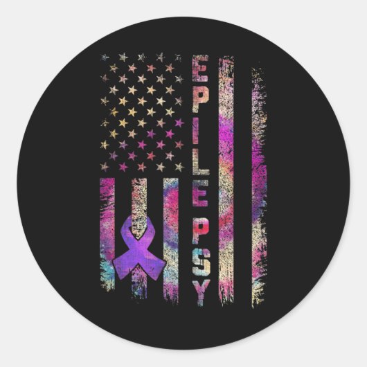 American Flag Epilepsy Awareness Support Gefärbte Runder Aufkleber (Vorderseite)