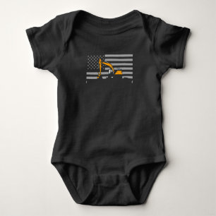 American Flag Excavator US Flag Construction Baby Strampler