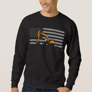 American Flag Excavator US Flag Construction Sweatshirt