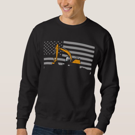 American Flag Excavator US Flag Construction Sweatshirt (Vorderseite)
