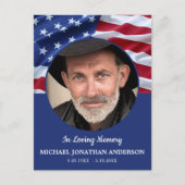 American Flag Feier Life Foto Beerdigung Einladungspostkarte (Vorderseite)