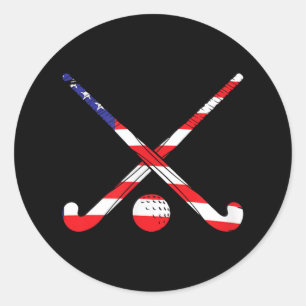 American Flag Field Hockey Patriot Usa Sports Play Runder Aufkleber