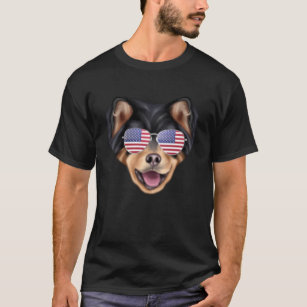 American Flag Finnischer Lapphund Dog America Pock T-Shirt