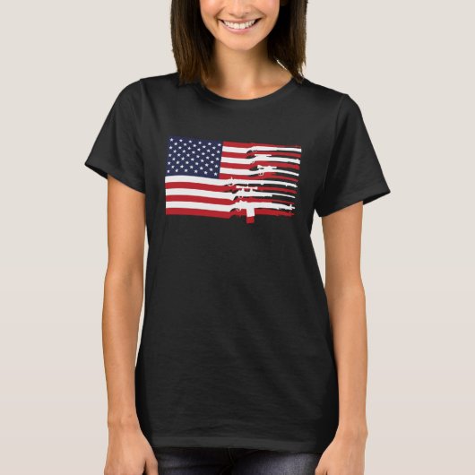 American Flag Firearms Weapons USA 4th of July T-Shirt (Vorderseite)