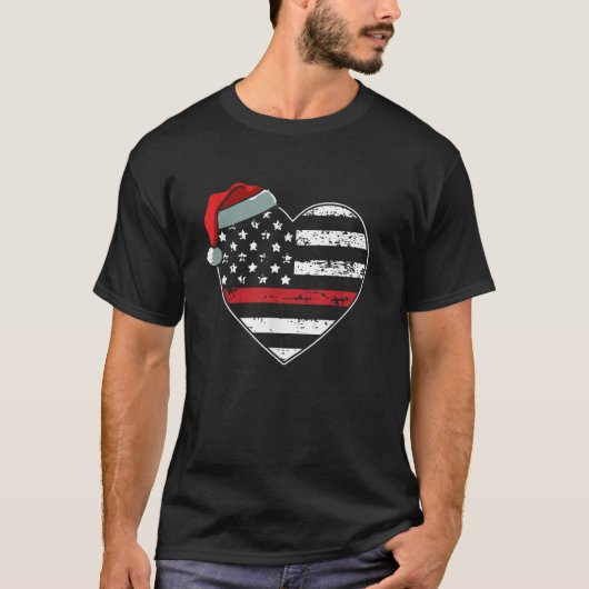 American Flag Firefighter Pajama X mas F T-Shirt (Vorderseite)
