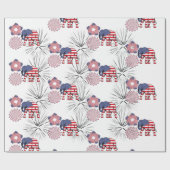 American Flag Fireworks Elephant 4. Juli Party Geschenkpapier (Flach)