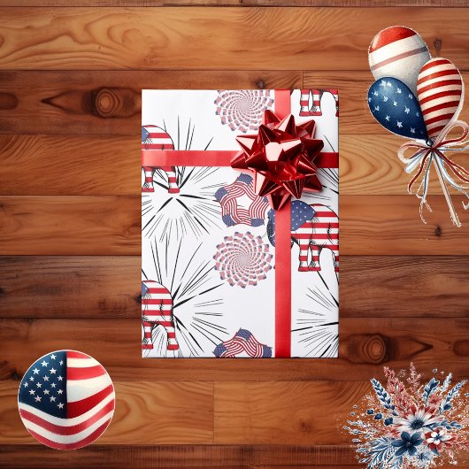 American Flag Fireworks Elephant 4. Juli Party Geschenkpapier