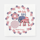 American Flag Fireworks Elephant 4. Juli Party Serviette (Vorderseite)