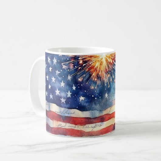 American flag. Fireworks.  Kaffeetasse (Vorderseite Links)
