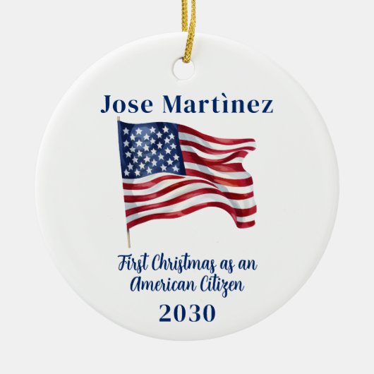 American Flag First Christmas Custom New Citizen Keramik Ornament (Vorne)