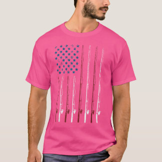 American Flag Fischen Rod Men Boy Vater Father Fis T-Shirt