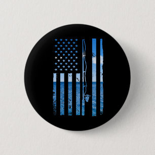 American Flag Fisherman Funny B Fishin Button