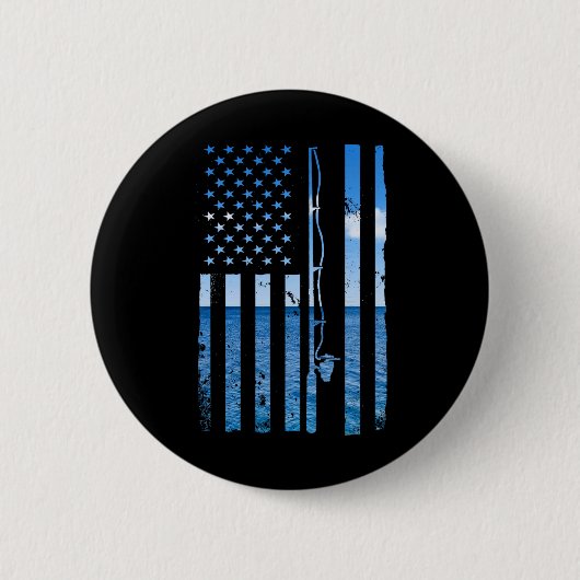 American Flag Fisherman Funny B Fishin Button (Vorderseite)