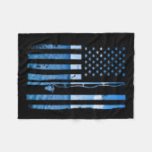 American Flag Fisherman Funny B Fishin Fleecedecke (Vorderseite (Horizontal))