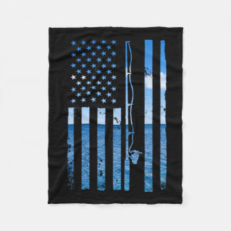 American Flag Fisherman Funny B Fishin Fleecedecke