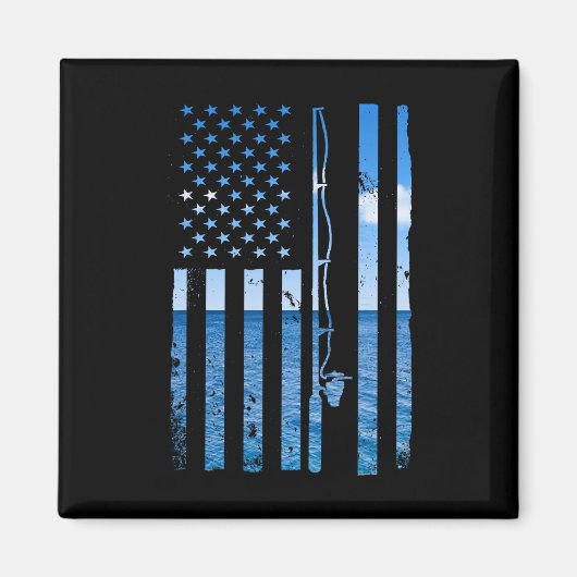 American Flag Fisherman Funny B Fishin Magnet (Vorne)