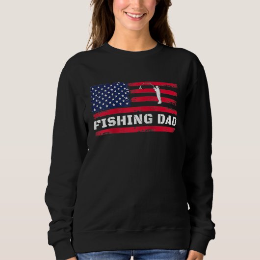 American Flag Fishing Dad Father's Day Raglan Base Sweatshirt (Vorderseite)