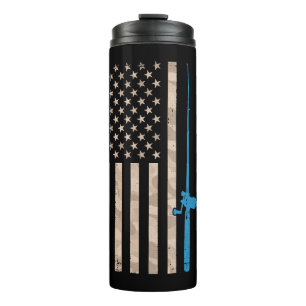 American Flag Fishing Gift Vintage Fishing Rode Pa Thermosbecher