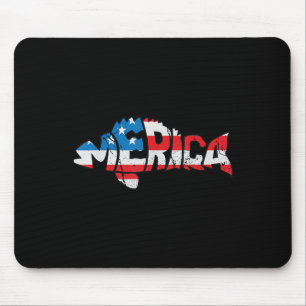 American Flag Fishing Lovers Fisherman Funny Fishi Mousepad