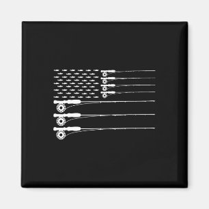 American Flag Fishing Rod Trout Patriot Men T Magnet