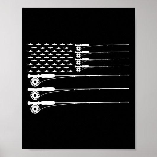 American Flag Fishing Rod Trout Patriot Men T Poster (Vorne)