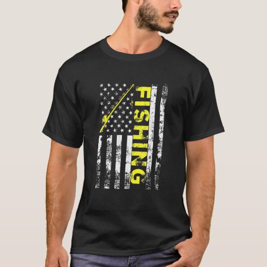 American Flag Fishing Rod Usa Patriotic 4. Juli T-Shirt (Vorderseite)