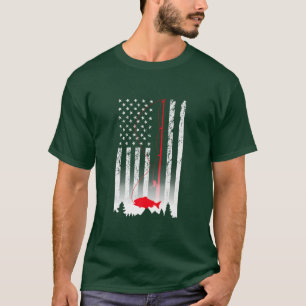 American Flag Fishing Rod USA Patriotic Lover Prem T-Shirt